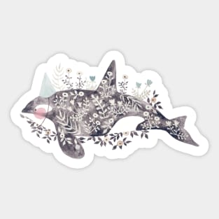 Orca With Flowers Sticker